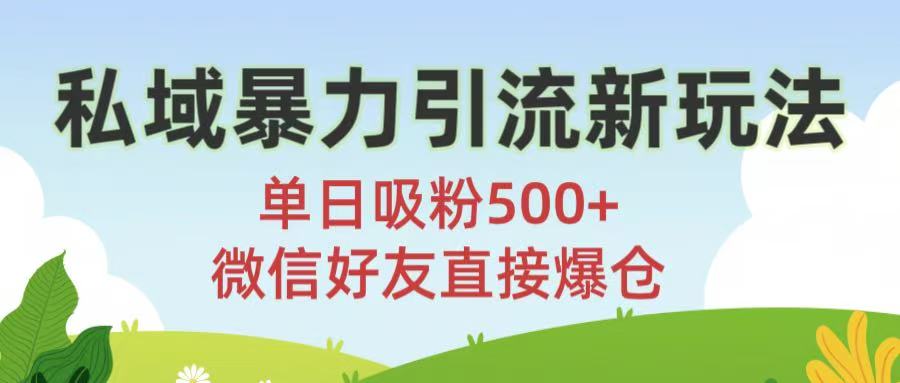 私域暴力引流新玩法!单日吸粉500+，微信好友直接爆仓去创吧-网创项目资源站-副业项目-创业项目-搞钱项目去创吧