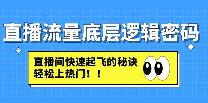 直播流量底层逻辑密码：直播间快速起飞的秘诀，轻松上热门去创吧-网创项目资源站-副业项目-创业项目-搞钱项目去创吧