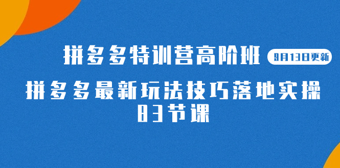 2023拼多多·特训营高阶班【9月13日更新】拼多多最新玩法技巧落地实操-83节去创吧-网创项目资源站-副业项目-创业项目-搞钱项目去创吧