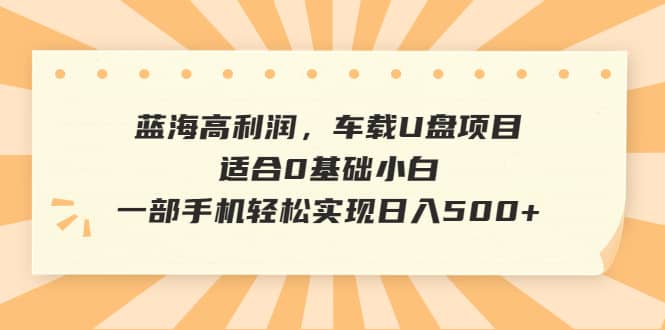 蓝海高利润，车载U盘项目，适合0基础小白，一部手机轻松实现日入500+去创吧-网创项目资源站-副业项目-创业项目-搞钱项目去创吧