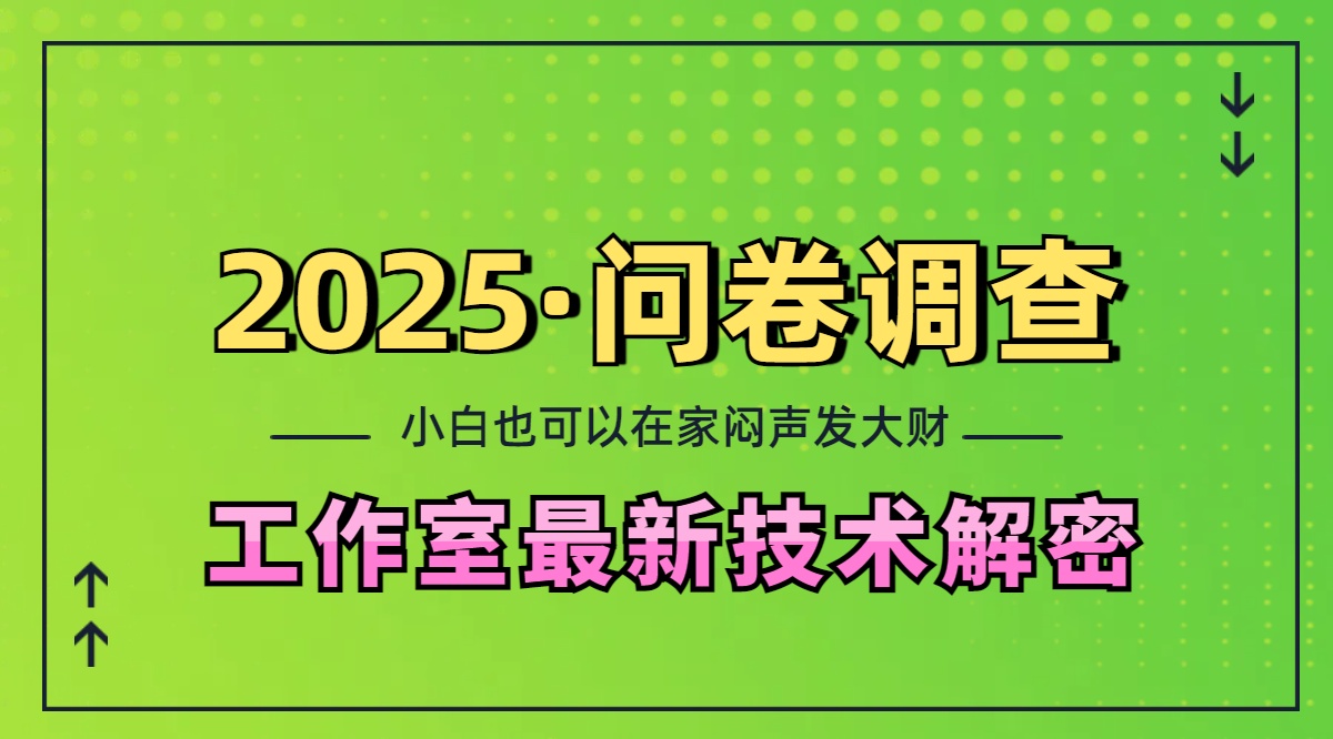 2025《问卷调查》最新工作室技术解密：一个人在家也可以闷声发大财，小白一天200+，可矩阵放大去创吧-网创项目资源站-副业项目-创业项目-搞钱项目去创吧
