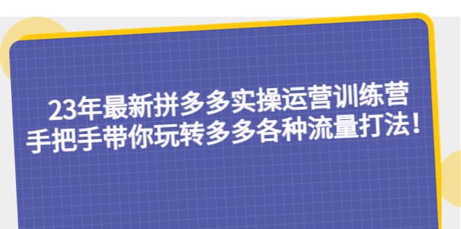 23年最新拼多多实操运营训练营：手把手带你玩转多多各种流量打法！去创吧-网创项目资源站-副业项目-创业项目-搞钱项目去创吧