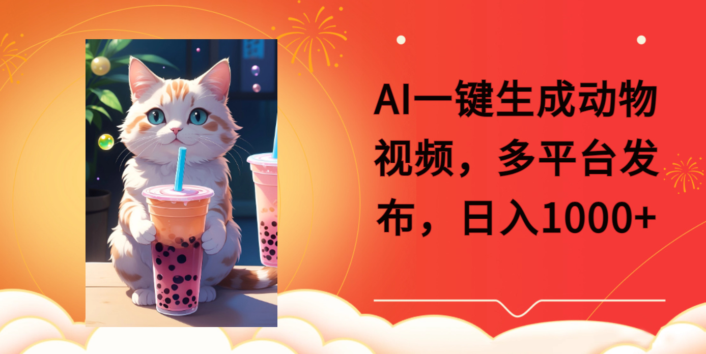 AI一键生成动物搞笑视频,多平台发布,轻松破千万播放,日入2000+去创吧-网创项目资源站-副业项目-创业项目-搞钱项目去创吧