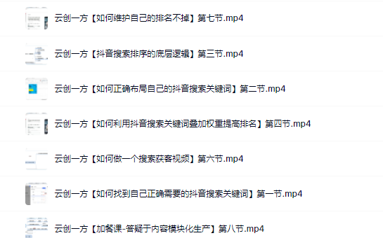 云创一方2022抖音SEO系列课程，教你如何快速上抖音搜索排名第一去创吧-网创项目资源站-副业项目-创业项目-搞钱项目去创吧