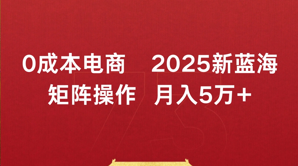 0成本电商2025新蓝海矩阵操作 月入5万+去创吧-网创项目资源站-副业项目-创业项目-搞钱项目去创吧