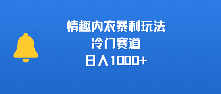 情趣内衣暴利玩法，冷门赛道，日入1000+去创吧-网创项目资源站-副业项目-创业项目-搞钱项目去创吧