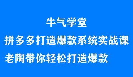 牛气学堂拼多多打造爆款系统实战课，老陶带你轻松打造爆款去创吧-网创项目资源站-副业项目-创业项目-搞钱项目去创吧
