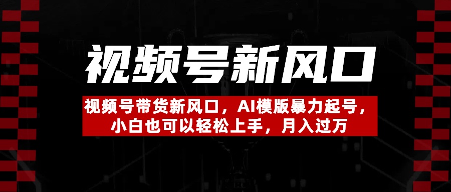 视频号带货新风口，AI模版暴力起号，小白也可以轻松上手，月入过万去创吧-网创项目资源站-副业项目-创业项目-搞钱项目去创吧