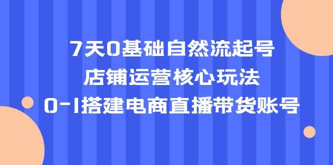 7天0基础自然流起号，店铺运营核心玩法，0-1搭建电商直播带货账号去创吧-网创项目资源站-副业项目-创业项目-搞钱项目去创吧