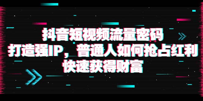抖音短视频流量密码：打造强IP，普通人如何抢占红利，快速获得财富去创吧-网创项目资源站-副业项目-创业项目-搞钱项目去创吧
