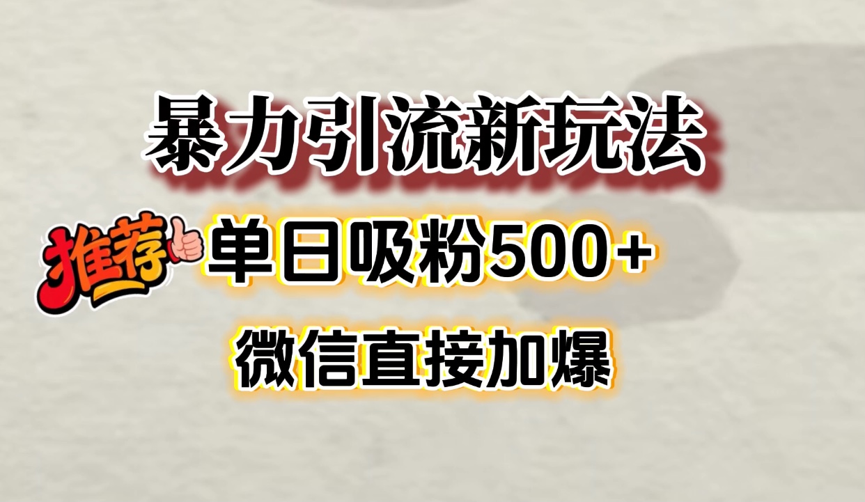 微信加爆的引流超级方法，单日吸粉500➕去创吧-网创项目资源站-副业项目-创业项目-搞钱项目去创吧