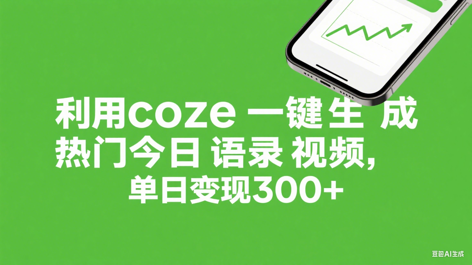 利用coze一键生成热门今日语录视频，单日变现300+去创吧-网创项目资源站-副业项目-创业项目-搞钱项目去创吧