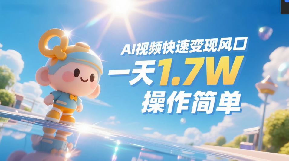 《Ai视频变现风口,一天1.7W,收入无上限,操作简单》去创吧-网创项目资源站-副业项目-创业项目-搞钱项目去创吧
