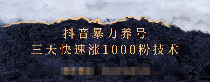 抖音暴力养号,三天快速涨1000粉技术【视频课程】去创吧-网创项目资源站-副业项目-创业项目-搞钱项目去创吧