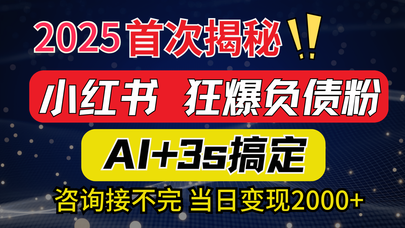 2025引流天花板：最新小红书狂暴负债粉思路，咨询接不断，当日入2000+去创吧-网创项目资源站-副业项目-创业项目-搞钱项目去创吧