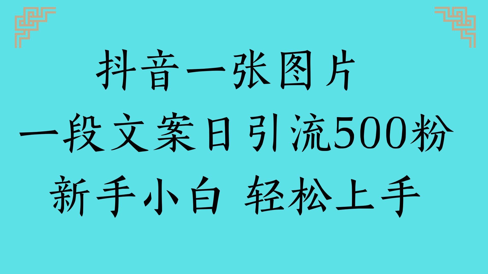 抖音一张图片 一段文案日引流500粉新手小白 轻松上手去创吧-网创项目资源站-副业项目-创业项目-搞钱项目去创吧