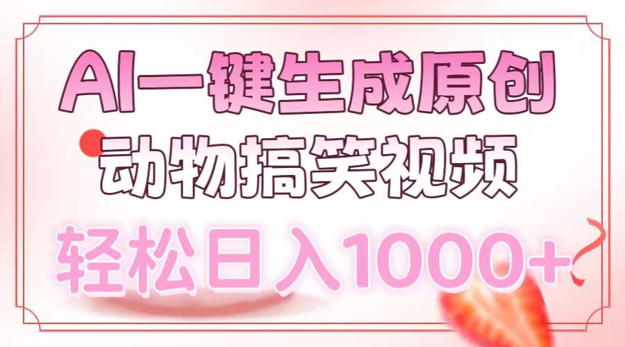 AI一键生成原创动物搞笑视频，轻松日入1000+去创吧-网创项目资源站-副业项目-创业项目-搞钱项目去创吧