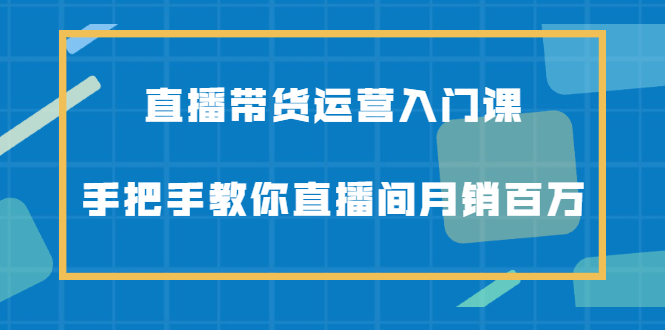直播带货运营入门课,手把手教你直播间月销百万去创吧-网创项目资源站-副业项目-创业项目-搞钱项目去创吧