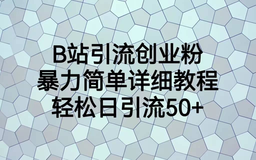 B站引流创业粉，暴力简单详细教程，轻松日引流50+去创吧-网创项目资源站-副业项目-创业项目-搞钱项目去创吧