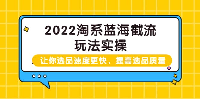 2022淘系蓝海截流玩法实操：让你选品速度更快，提高选品质量（价值599）去创吧-网创项目资源站-副业项目-创业项目-搞钱项目去创吧