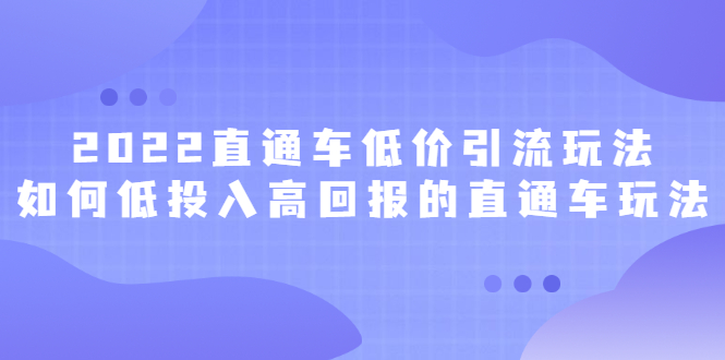 2022直通车低价引流玩法,教大家如何低投入高回报的直通车玩法去创吧-网创项目资源站-副业项目-创业项目-搞钱项目去创吧
