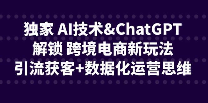 独家 AI技术ChatGPT解锁 跨境电商新玩法，引流获客+数据化运营思维去创吧-网创项目资源站-副业项目-创业项目-搞钱项目去创吧