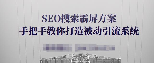 SEO搜索霸屏方案,手把手教你打造被动引流系统【视频课程】去创吧-网创项目资源站-副业项目-创业项目-搞钱项目去创吧