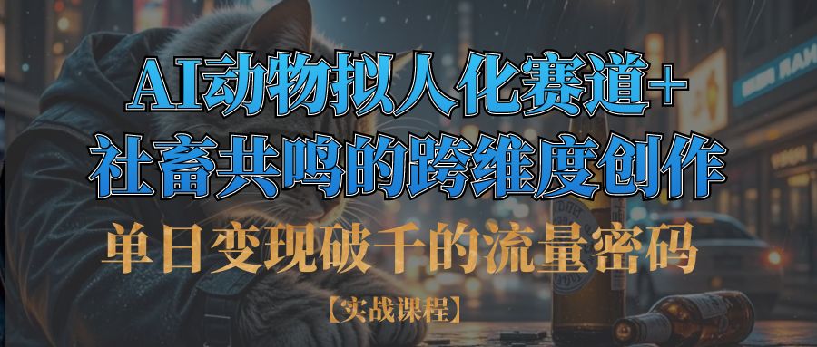单日变现破千的流量密码,AI动物拟人化赛道+社畜共鸣的跨维度创作去创吧-网创项目资源站-副业项目-创业项目-搞钱项目去创吧