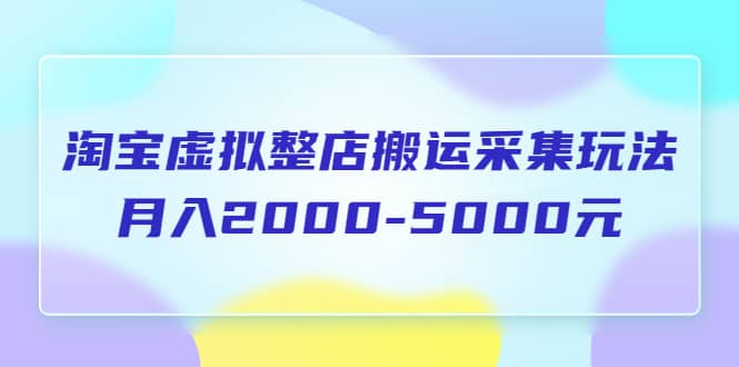 淘宝虚拟整店搬运采集玩法分享课：月入2000-5000元（5节课）去创吧-网创项目资源站-副业项目-创业项目-搞钱项目去创吧