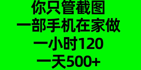 你只管截图,一部手机在家做,一小时120,一天500+去创吧-网创项目资源站-副业项目-创业项目-搞钱项目去创吧