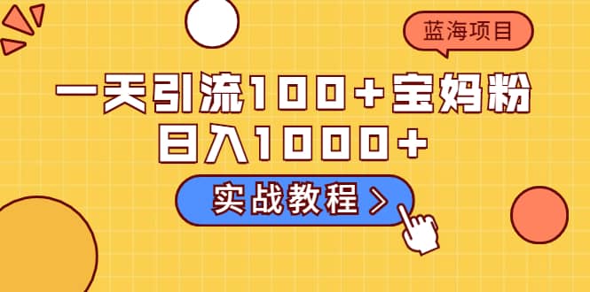 一天引流100+宝妈粉，日入1000+的蓝海项目（实战教程）去创吧-网创项目资源站-副业项目-创业项目-搞钱项目去创吧