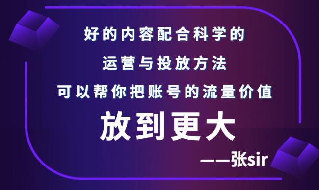 张sir账号流量增长课，告别海王流量，让你的流量更精准去创吧-网创项目资源站-副业项目-创业项目-搞钱项目去创吧