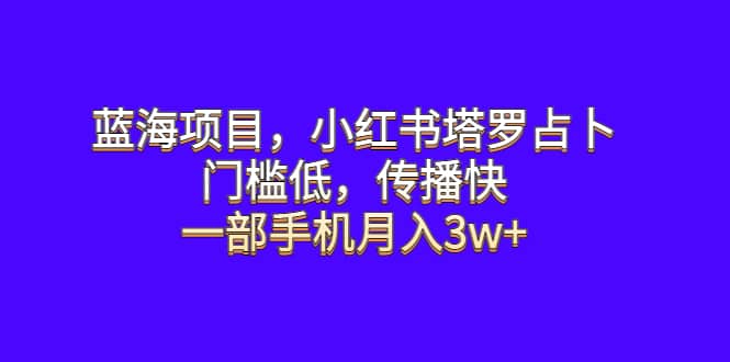 蓝海项目，小红书塔罗占卜，门槛低，传播快，一部手机月入3w+去创吧-网创项目资源站-副业项目-创业项目-搞钱项目去创吧