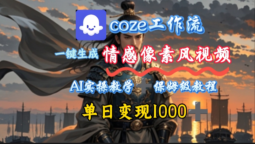 用coze工作流一键生成情感像素风视频,几分钟一条,单日变现500+去创吧-网创项目资源站-副业项目-创业项目-搞钱项目去创吧