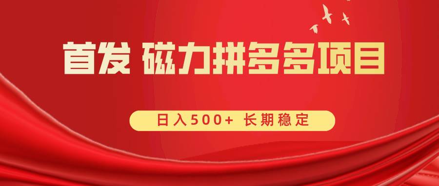 首发 磁力拼多多自撸  日入500+去创吧-网创项目资源站-副业项目-创业项目-搞钱项目去创吧