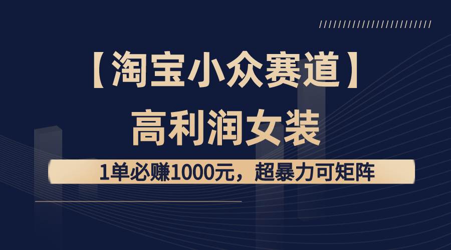【淘宝小众赛道】高利润女装：1单必赚1000元，超暴力可矩阵去创吧-网创项目资源站-副业项目-创业项目-搞钱项目去创吧
