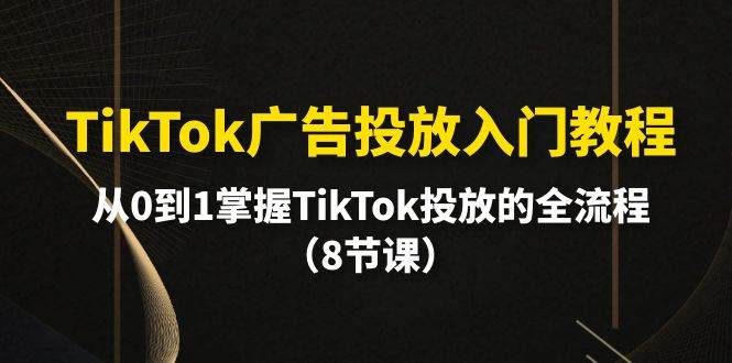 TikTok广告投放入门教程，从0到1掌握TikTok投放的全流程（8节课）去创吧-网创项目资源站-副业项目-创业项目-搞钱项目去创吧
