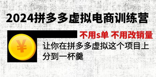 2024拼多多虚拟电商训练营 不s单 不改销量  做虚拟项目分一杯羹(更新10节)去创吧-网创项目资源站-副业项目-创业项目-搞钱项目去创吧