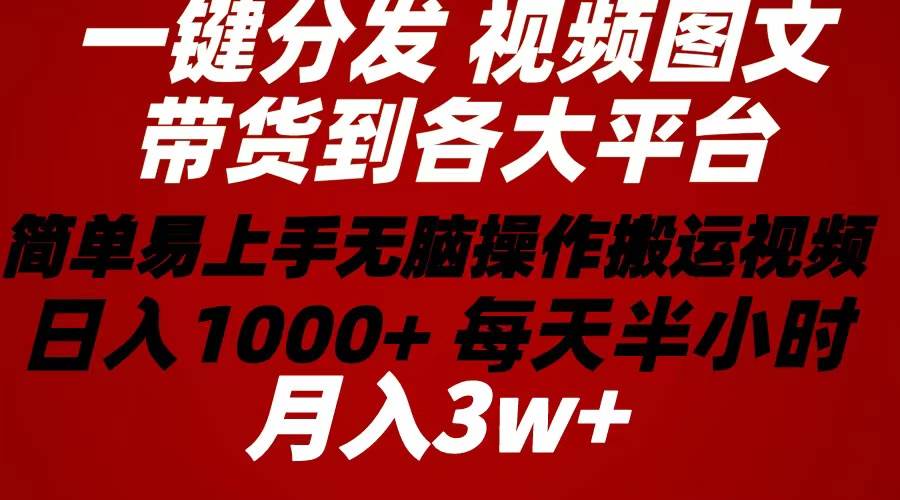 2024年 一键分发带货图文视频  简单易上手 无脑赚收益 每天半小时日入1…去创吧-网创项目资源站-副业项目-创业项目-搞钱项目去创吧