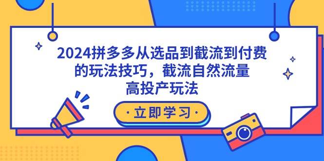 2024拼多多从选品到截流到付费的玩法技巧，截流自然流量玩法，高投产玩法去创吧-网创项目资源站-副业项目-创业项目-搞钱项目去创吧