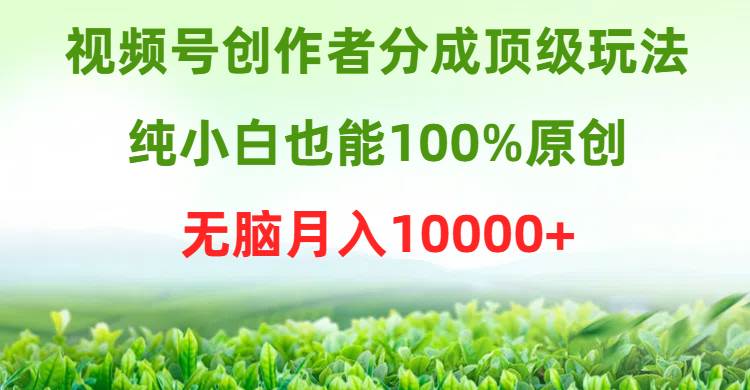 视频号创作者分成顶级玩法,纯小白也能100%原创,无脑月入10000+去创吧-网创项目资源站-副业项目-创业项目-搞钱项目去创吧