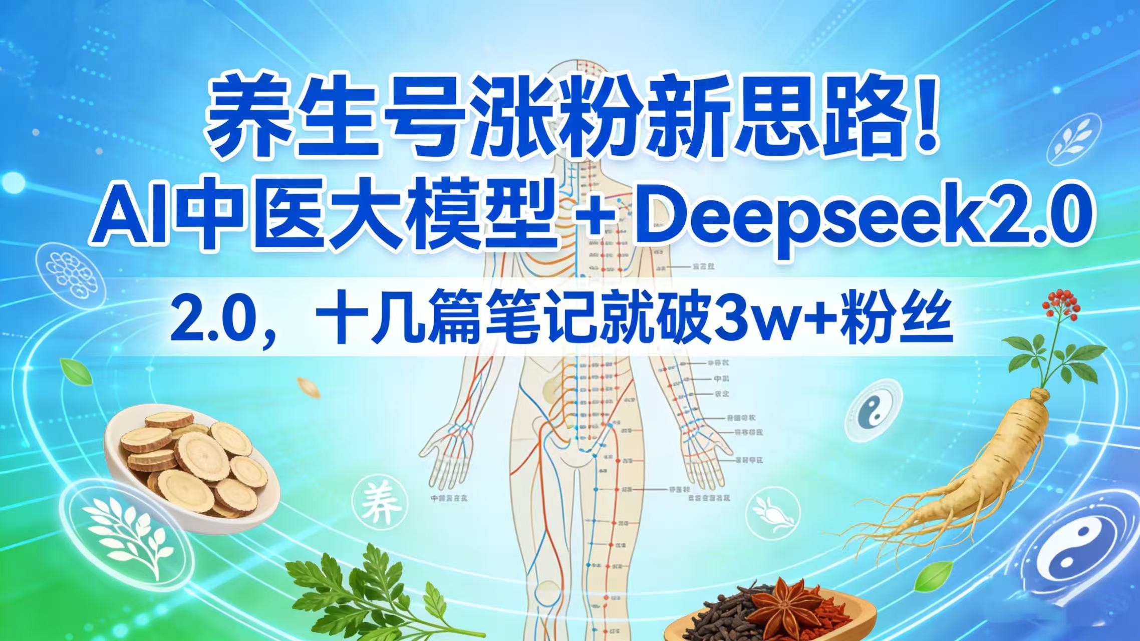 养生号涨粉新思路！AI 中医大模型 + Deepseek 2.0，十几篇笔记就破 3w + 粉丝去创吧-网创项目资源站-副业项目-创业项目-搞钱项目去创吧