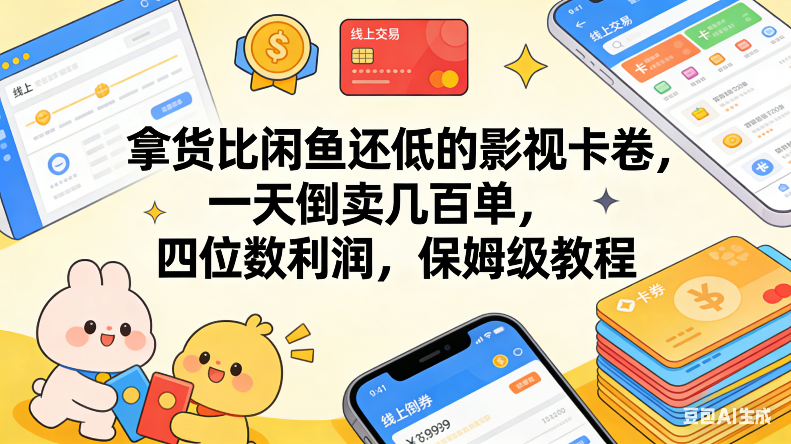 拿货比闲鱼还低的影视卡卷，一天倒卖几百单，四位数利润，保姆级教程去创吧-网创项目资源站-副业项目-创业项目-搞钱项目去创吧