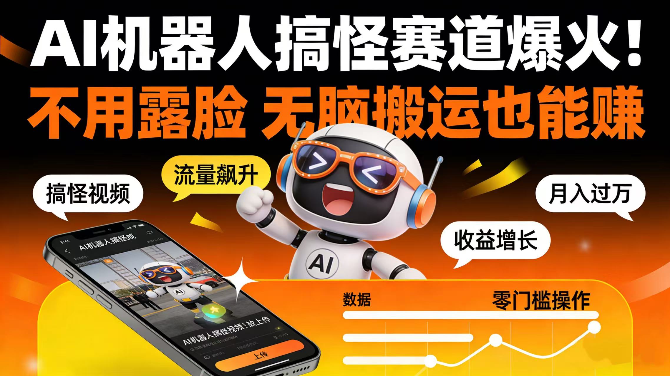 AI 机器人搞怪赛道爆火！不用露脸 无脑搬运也能赚去创吧-网创项目资源站-副业项目-创业项目-搞钱项目去创吧